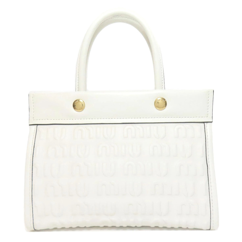 Miu Miu Calfskin Embossed Handbag Black